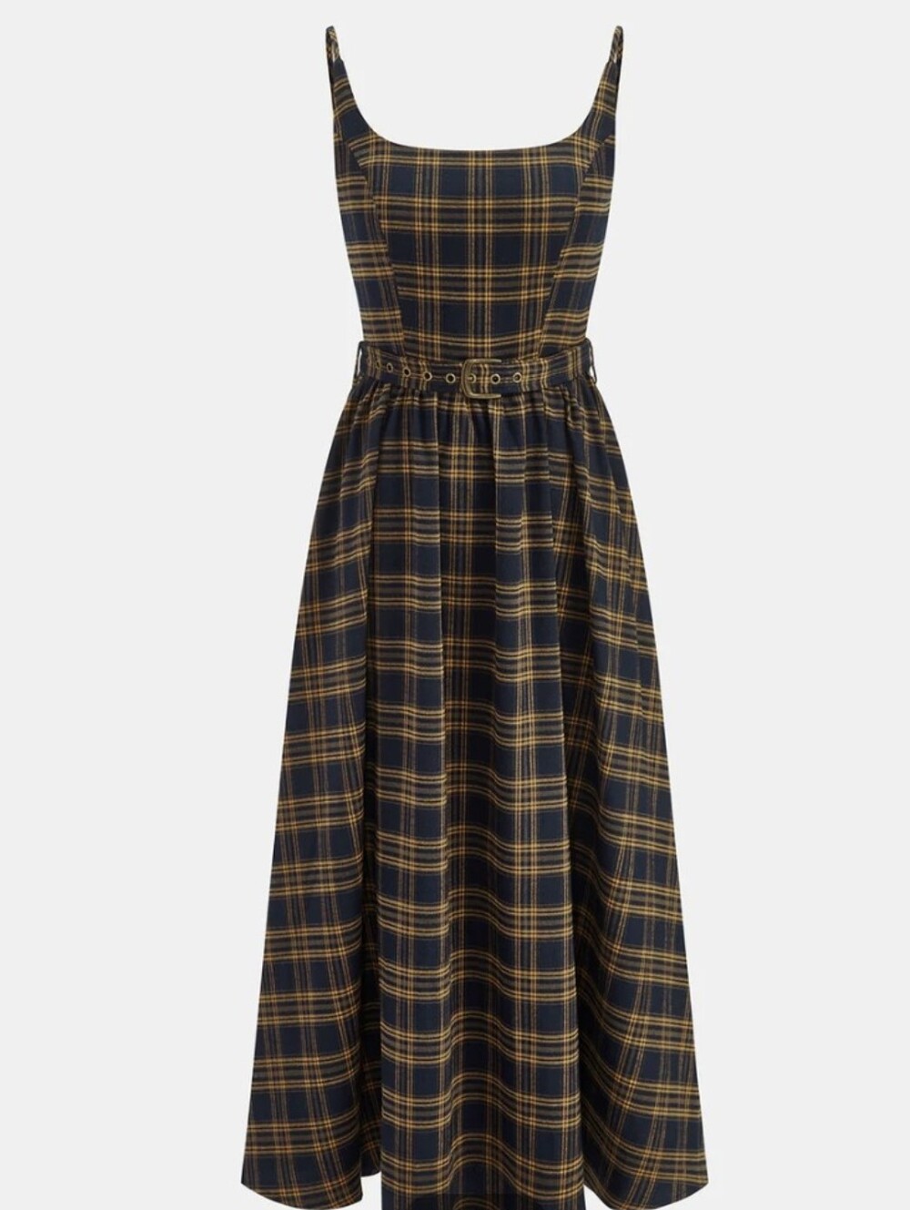 Commense Midi Dress Plaid Smocked Bodice Plaid L NWT - Picture 12 of 12